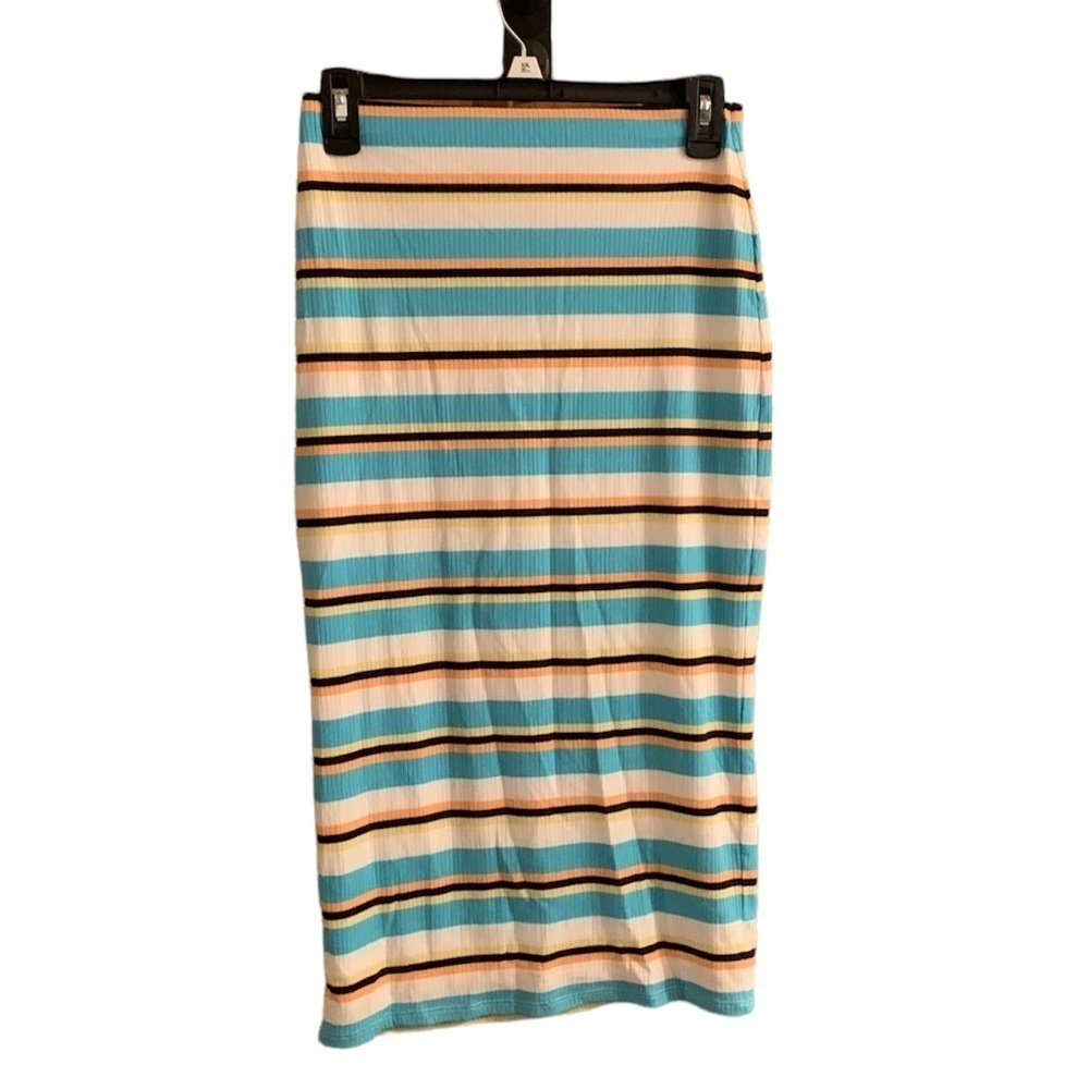 AFRM Nordstrom Multi Color Stripe Ribbed Midi Skirt XS NWT